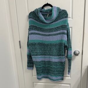 Free People Waterfalls Combo Tunic Striped Sweater Size Small New
